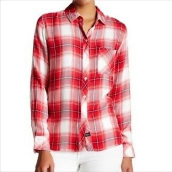 Rails Tops - Rails red/White plaid long sleeve button down shirt size XS